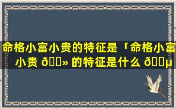 命格小富小贵的特征是「命格小富小贵 🌻 的特征是什么 🐵 意思」